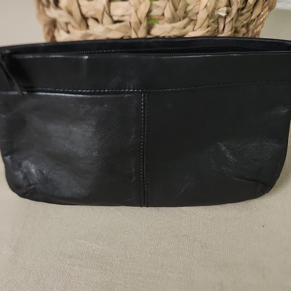 Vintage Black Leather Clutch